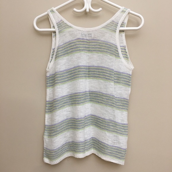OLD NAVY White Striped Linen Blend Knit Sleeveless Tank Top Women’s Medium - Picture 2 of 5